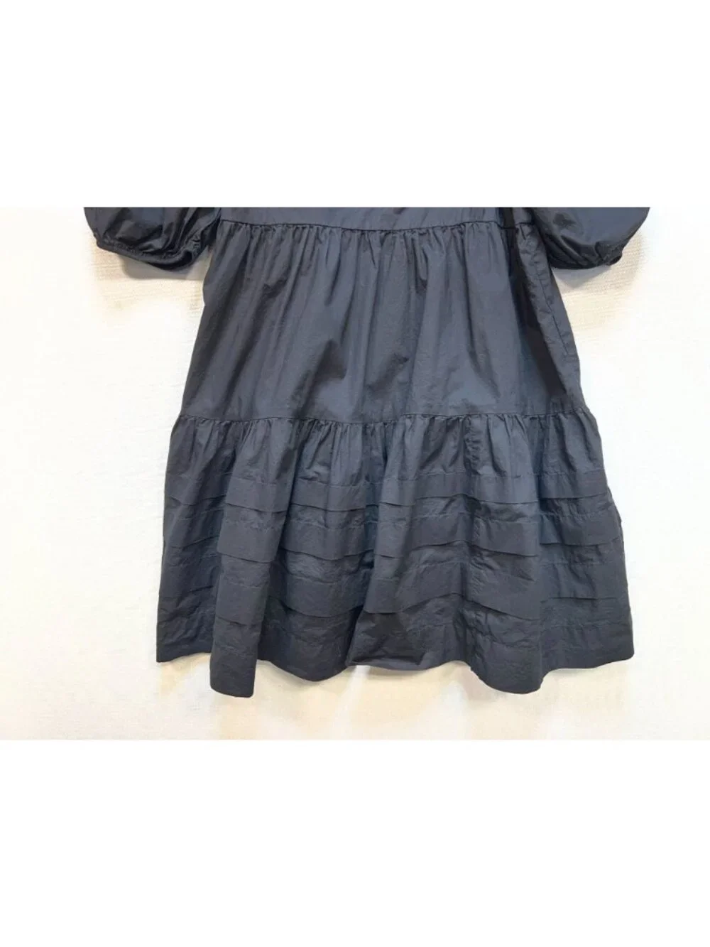 American Eagle Women's Poplin Babydoll Mini Dress Puff Sleeve Size Small Black - Picture 7 of 9